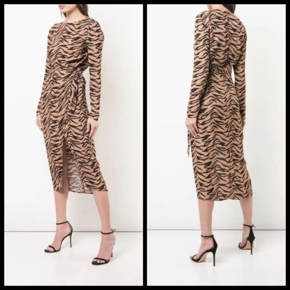 New! Reformation Maurita Tiger Print Midi Wrap Dress 🖤 size 2 - Picture 10 of 16